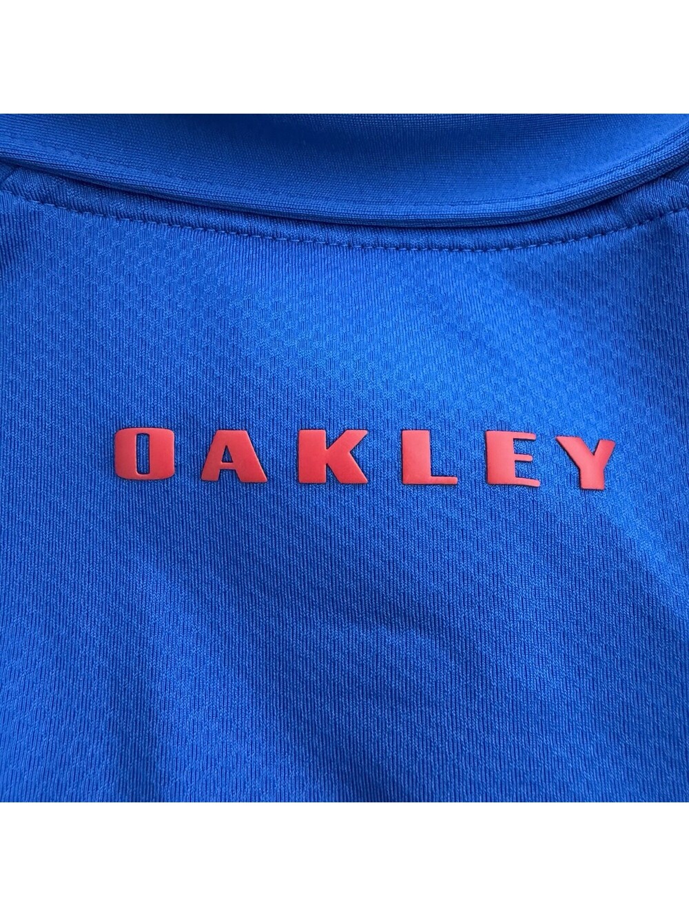 Oakley Mens Polo Shirt Large Regular Fit Blue Big Print Stretch Golf Top - Picture 9 of 9